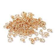 Brass Screw Eye Peg Bails Charms, for Half Drilled Bead, Nickel Free, Real 18K Gold Plated, 9x5x3.5mm, Hole: 3.5mm, Pin: 0.5mm(KK-T056-104G-NF)