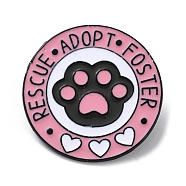 Kawaii Cute Pink Cat's Claw Pet Theme Enamel Pins, Black Alloy Badge for Women, Paw Print, 30x1mm(JEWB-Q038-01B)