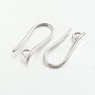 Brass Earring Hooks for Earring Designs, Ear Wire, with Horizontal Loop, Cadmium Free & Nickel Free & Lead Free, Platinum, 20.5x8.5x2.5mm, Hole: 2mm, 18 Gauge, Pin: 1mm(KK-M142-02P-NR)