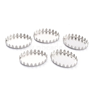 304 Stainless Steel Cabochon Settings, Lace Edge Bezel Cups, Flat Round, Stainless Steel Color, 26x19x4mm Tray: 25x18mm(STAS-Y001-07B-P)
