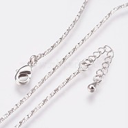 Long-Lasting Plated Brass Chain Necklaces, with Lobster Claw Clasp, Nickel Free, Real Platinum Plated, 17.7 inch (45cm), 1mm(NJEW-K112-12P-NF)