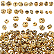 Elite 100Pcs 10 Styles Tibetan Style Alloy Beads, Mixed Shapes, Antique Golden, 5.5~8x5.5~8x3.5~6mm, Hole: 1~2mm, 10pcs/style(FIND-PH0018-85)