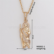 Vintage Diamond-Encrusted Pendant Necklace with Unique and Stylish Design, 15.75 inch(400mm)(IQ5597-1)