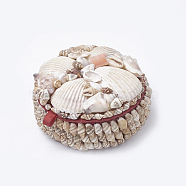Handmade Spiral Shell Boxes with Cardboard inside, Flat Round, Navajo White, 9.4x4.5cm(OBOX-Q015-01)