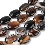 Natural Striped Agate/Banded Agate Beads Strands, Flat Oval, Dyed & Heated, Peru, 18~19x24x7~8mm, Hole: 1.2mm, about 16pcs/strand, 15.75''(40cm)(G-Q182-01F)