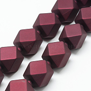 Rubberized Style Acrylic Beads Strands, Polygon, Dark Red, 19.5x18x18mm, Hole: 3mm(MACR-S843-02)