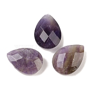 Natural Amethyst Cabochons, Teardrop, Faceted, 18x13x6mm(G-C146-05B)