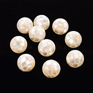 Resin Beads, with Natural White Shell, Round, Creamy White, 14.5mm, Hole: 1mm(SSHEL-T014-38-14mm-08)
