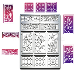 Custom Stainless Steel Metal Stencils, for DIY Scrapbooking/Photo Album, Decorative Embossing, Matte Stainless Steel Color, Flower Pattern, 190x140x0.5mm(DIY-WH0289-057)