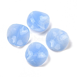 Opaque Acrylic Beads, Wave Flat Round, Cornflower Blue, 24x6mm, Hole: 1.8mm, about 255pcs/500g(OACR-B013-32F)