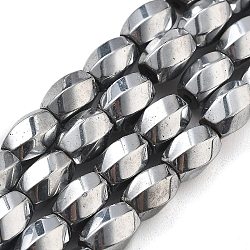 Electroplated Synthetic Magnetic Hematite Beads Strands, Long-Lasting Plated, Twist, Platinum Plated, 8x5.5mm, Hole: 1mm, about 49pcs/strand, 16.06''(40.8cm)(G-P545-G01-02G)