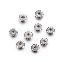 Non-Tarnish 304 Stainless Steel Spacer Beads, Flat Round, Stainless Steel Color, 4x1.2mm, Hole: 1.2mm.(A-STAS-F191-13P-A)