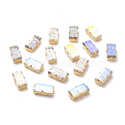 Sew on Rhinestone, Embossed K5 Glass Rhinestone, with Raw(Unplated) Brass Prong Settings, Garments Accessories, Rectangle, Mixed Color, 21x11x7mm(GLAA-H106-K01-M)