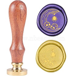 Wax Seal Stamp Set, Sealing Wax Stamp Solid Brass Head,  Wood Handle Retro Brass Stamp Kit Removable, for Envelopes Invitations, Gift Card, Skull, 83x22mm(AJEW-WH0208-315)