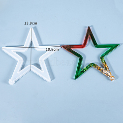Christmas Hollow Star DIY Pendant Silicone Molds, For UV Resin, Epoxy Resin Jewelry Making, White, 188x185x11mm, Hole: 5mm, Star: 178x178mm(X-DIY-I034-07)