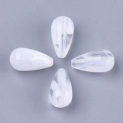 Acrylic Beads, Imitation Gemstone, teardrop, Clear & White, 22x11.5mm, Hole: 2mm, about 315pcs/500g(OACR-S028-037)