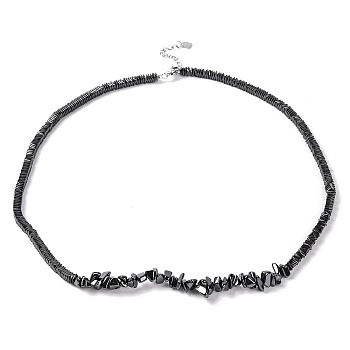 Chip Synthetic Non-magnetic Hematite Beaded Necklaces, with Alloy Clasps, 20.47 inch(52cm)