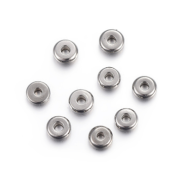 304 Stainless Steel Spacer Beads, Flat Round, Stainless Steel Color, 4x1.2mm, Hole: 1.2mm.