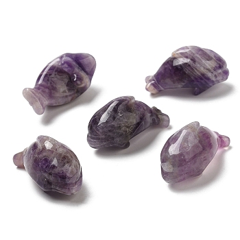 Natural Amethyst Sculpture Display Decorations, for Home Office Desk, Dolphin, 20~21x36~37x18.5~19.5mm