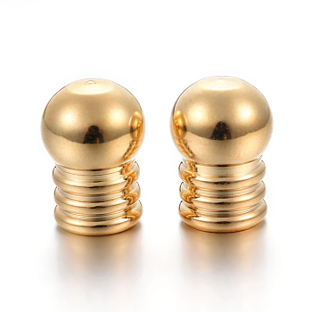 304 Stainless Steel Cord End Caps, Golden, 13x9mm, Hole: 6mm