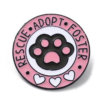 Kawaii Cute Pink Cat's Claw Pet Theme Enamel Pins, Black Alloy Badge for Women, Paw Print, 30x1mm