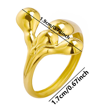 Stylish Stainless Steel Open Cuff Ring for Women, with Curved Design, Golden, Inner Diameter: 17mm