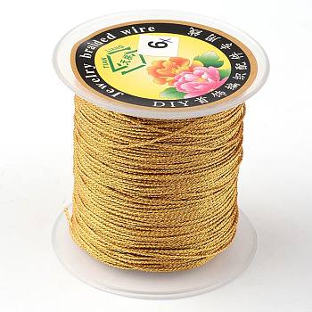 Round Metallic Thread, Embroidery Thread, 3-Ply, Gold, 0.4mm, about 164.04 yards(150m)/roll