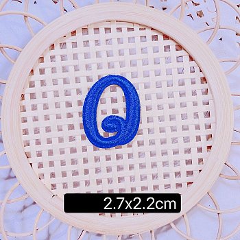Computerized Embroidery Cloth Self Adhesive Patches, Stick on Patch, Costume Accessories, Letter, Blue, O:27x22mm