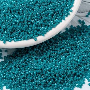 MIYUKI Round Rocailles Beads, Japanese Seed Beads, (RR4483) Duracoat Dyed Opaque Azure, 15/0, 1.5mm, Hole: 0.7mm, about 5555pcs/bottle, 10g/bottle