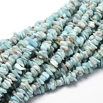 Natural Larimar Chip Beads Strands, 5~14x4~10mm, Hole: 1mm, about 15 inch