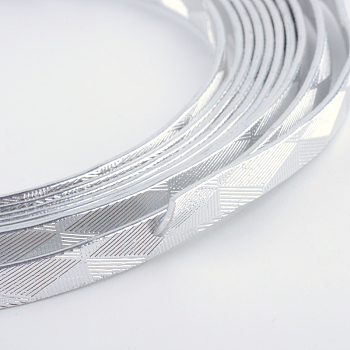 Textured Aluminum Wire, Bendable Metal Craft Wire, Flat Craft Wire, Bezel Strip Wire for Cabochons Jewelry Making, Silver, 5x1mm, about 32.8 Feet(10m)/roll