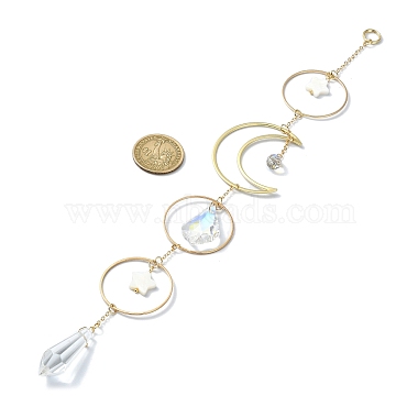 Brass with Glass Pendant Decorations(HJEW-TA00122)-3
