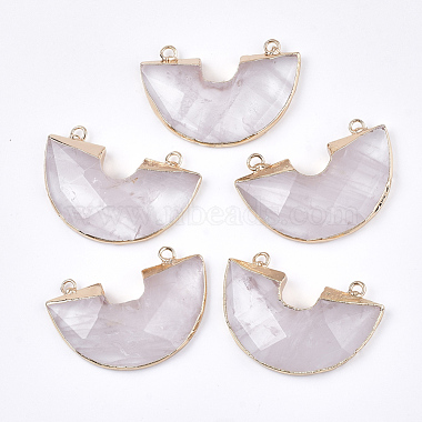 Golden Half Round Quartz Crystal Pendants