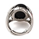 bague ovale en obsidienne naturelle(G-Q184-06B-P)-3