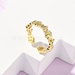 304 Stainless Steel Cubic Zirconia Cuff Open Rings for Women, Golden, Shell Shape, Adjustable, 6mm(RJEW-Z122-02G-06)