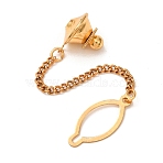 Brass Tie Tack with Iron Chain, Lapel Pin Chain for Men's Suit & Collar, Guard, Golden, 74mm(KK-CBA78E7-01G)