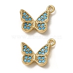 Synthetic Turquoise Pendants, Brass Butterfly Charms, Nickel Free, Real 18K Gold Plated, 11.5x13.5x2.5mm, Hole: 1.4mm(GG-CBAE681-07G)