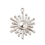 Non-Tarnish 304 Stainless Steel Pendants, Sun Charms, Stainless Steel Color, 22.5x17.5x2mm, Hole: 1.6mm(STAS-F282-18P)