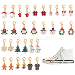 30Pcs 15 Style Alloy Enamel Pendant Decorations, with Alloy Swivel Lobster Claw Clasps, Mixed Shapes, Golden, Mixed Color, 33~42mm(HJEW-ME00074)
