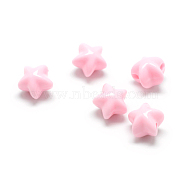 Opaque Acrylic Beads, Star, Pink, 11x11.5x10mm, Hole: 2.5mm(X-MACR-S830-04H)