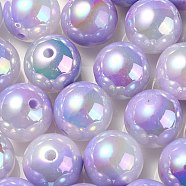 UV Plating Rainbow Iridescent Opaque Acrylic Beads, Two Tone, Round, Medium Purple, 17.5mm, Hole: 2.7mm(OACR-C007-01A)
