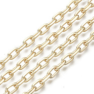 Unwelded Iron Paperclip Chains, Drawn Elongated Cable Chains, with Spool, Light Gold, 6x4x1.1mm, about 32.8 Feet(10m)/roll(CH-S125-21C-05)