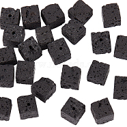Natural Lava Rock Beads Starnds, Cube, 8x8x8mm, Hole: 1mm, about 45~48pcs/strand, 15.20''~15.35''(38.6~39cm)(G-WH0018-034B)