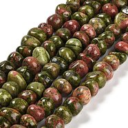 Natural Unakite Beads Strands, Nuggets, Tumbled Stone, 4~9x8~11.5x7~10mm, Hole: 1mm, about 54~58pcs/strand, 15.12~15.35 inch(38.4~39cm)(G-G053-C06-01)