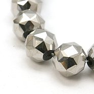 Electroplate Glass Beads Strands, Full Silver Plated, Faceted, Round, Silver, 10mm, Hole: 1mm(EGLA-J015-10mm-WLS19)