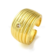 Brass with Cubic Zirconia Rings, Real 18K Gold Plated, Flat Round, Inner Diameter: 18mm(RJEW-B057-01G-03)