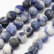 Natural Sodalite Beads Strands, Grade B, Frosted, Round, 4mm, Hole: 0.8mm, about 90pcs/strand, 14.1 inch(G-D691-4mm)