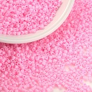 Cylinder Seed Beads, Frosted Colors, Uniform Size, Pearl Pink, 2x1.3~1.5mm, Hole: 0.8~1mm, about 888pcs/10g(X-SEED-H001-C17)