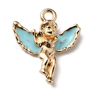 Alloy Enamel Pendants, Angel, Light Sky Blue, 18.5x16x4mm, Hole: 1.8mm(ENAM-CJC0006-24B)