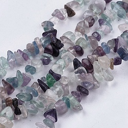 Natural Fluorite Stone Bead Strands, Chip, 4~10x4~6x2~4mm, Hole: 1mm, about 210pcs/strand, 80~81cm(G-R192-05)